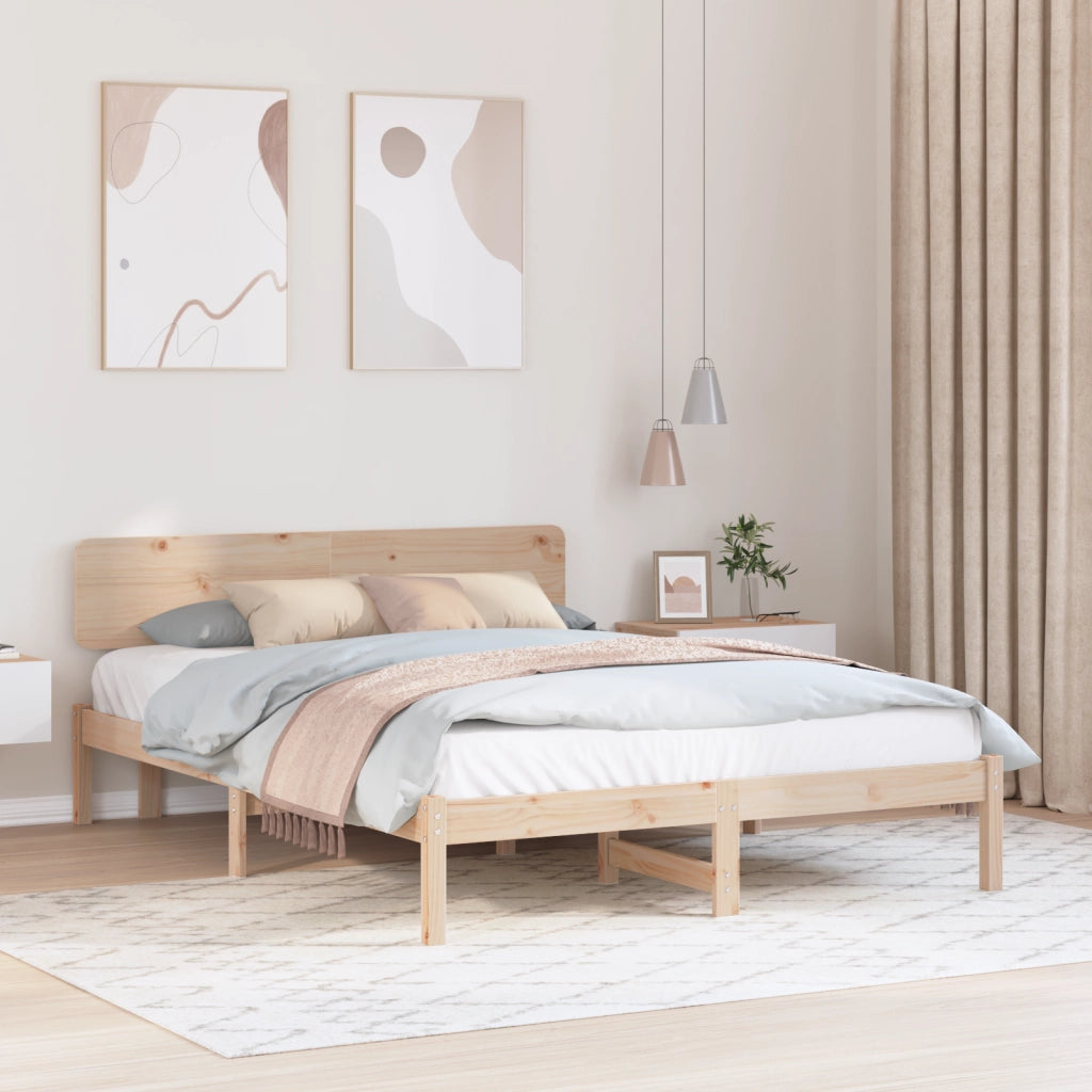 Struttura del letto con testiera 140x200 cm in legno massello di pino