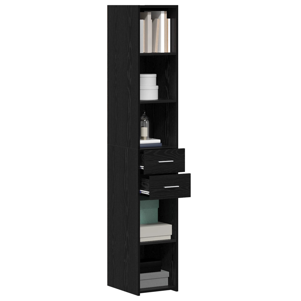 Highboard Nero Rovere 30x42,5x185 cm Legno Ingegnerizzato