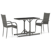 Set da pranzo da giardino per esterni 3 pezzi mobili grigi 02_0013620