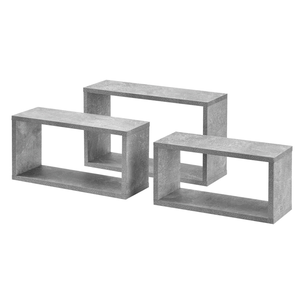 Set di 3 mensole da parete elegante set di mensole sospese in diverse dimensioni capacità di carico 5 kg grigio 03_0005794