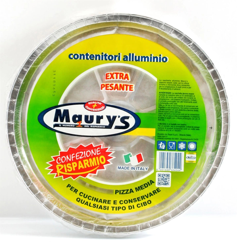 MAURY'S SET 4  CONTENITORI ROTONDI PER PIZZA  IN ALLUMINIO EXTRA PESANTE