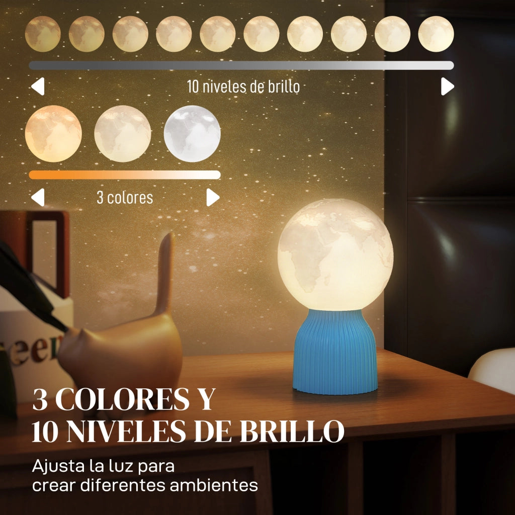 Lampada da comodino 3D set da 3 ¨C Xylo ¨C 3 colori, 10 livelli luminosit¨¤, USB, bianco
