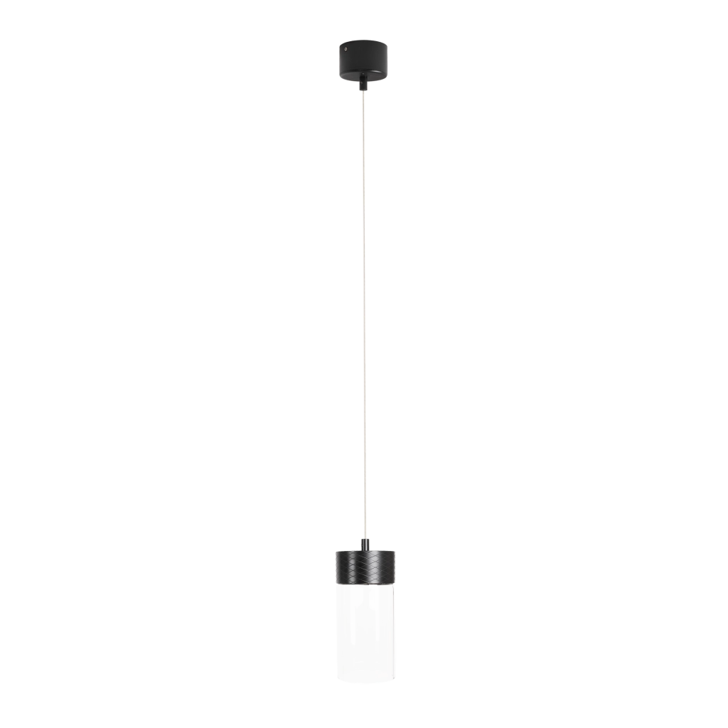 Lampada a sospensione minimal nera tubo vetro LED 7W