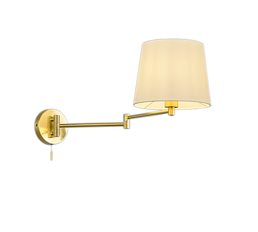 Applique doppio snodo, metallo, ottone satinato e bianco, L 69 cm, Lyon