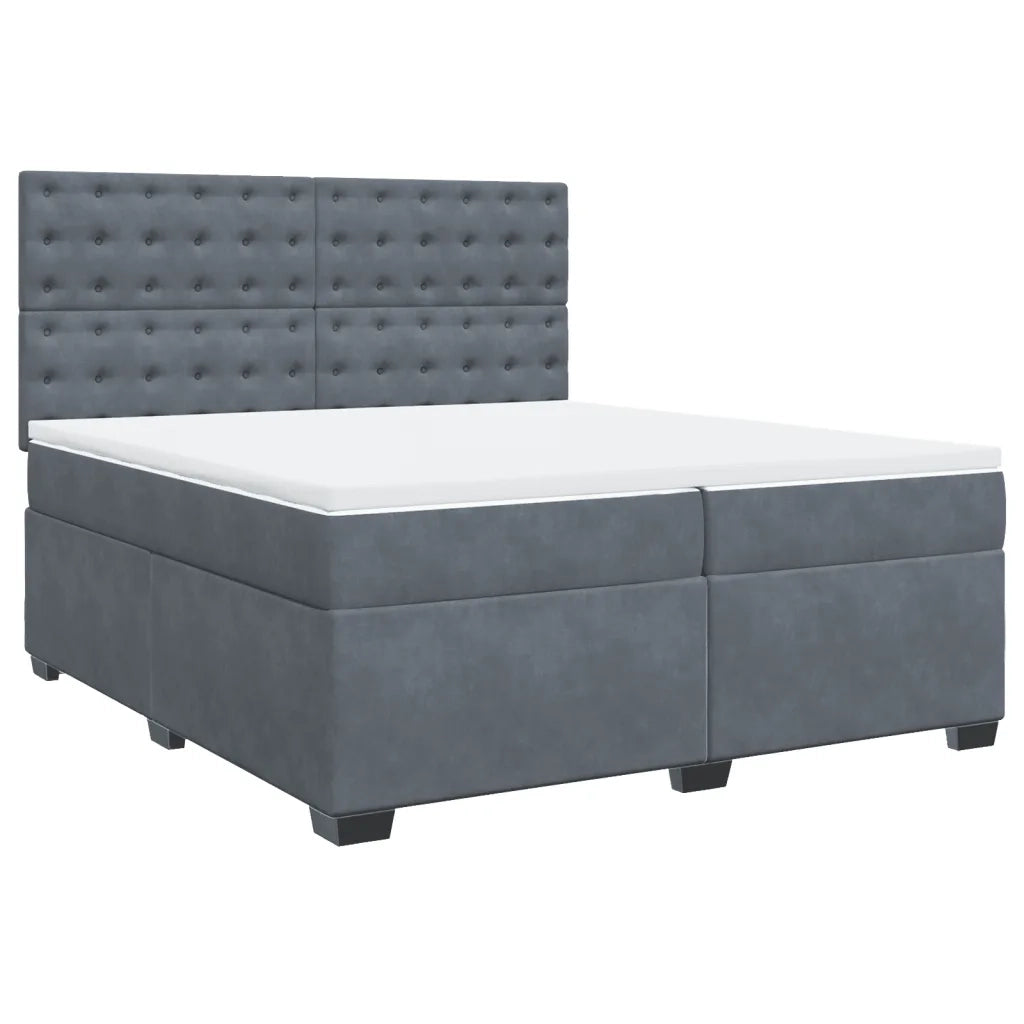 Giroletto a Molle con Materasso Grigio Scuro 200x200 cm Velluto 3291015