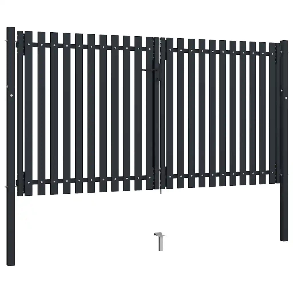 Cancello per Recinzione a doppia Porta in Acciaio 300x175 cm Antracite 146354