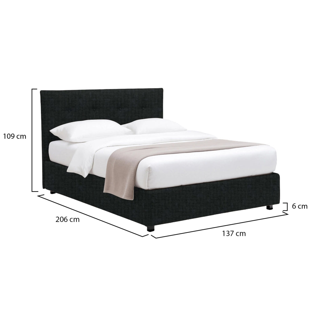 Luton, Letto Piazza e Mezza Sfoderabile Made in Italy, Grigio Scuro