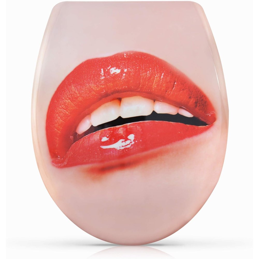 Sedile wc fantasia e chiusura ammortizzata - motivo sexy lips -
