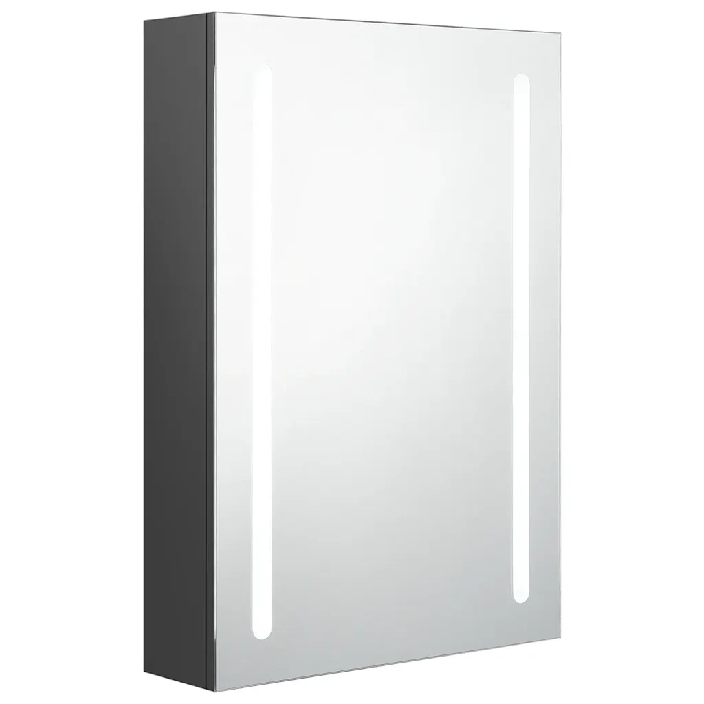 Armadietto Bagno | Armadio da bagno con Specchio e LED Grigio 50x13x70 cm