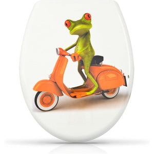 Sedile wc fantasia e chiusura ammortizzata - motivo biker frog -