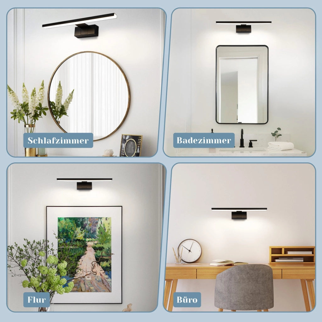ZMH Lampada da specchio per bagno a LED nera 60CM IP44 bianco neutro Applique da parete per cantina