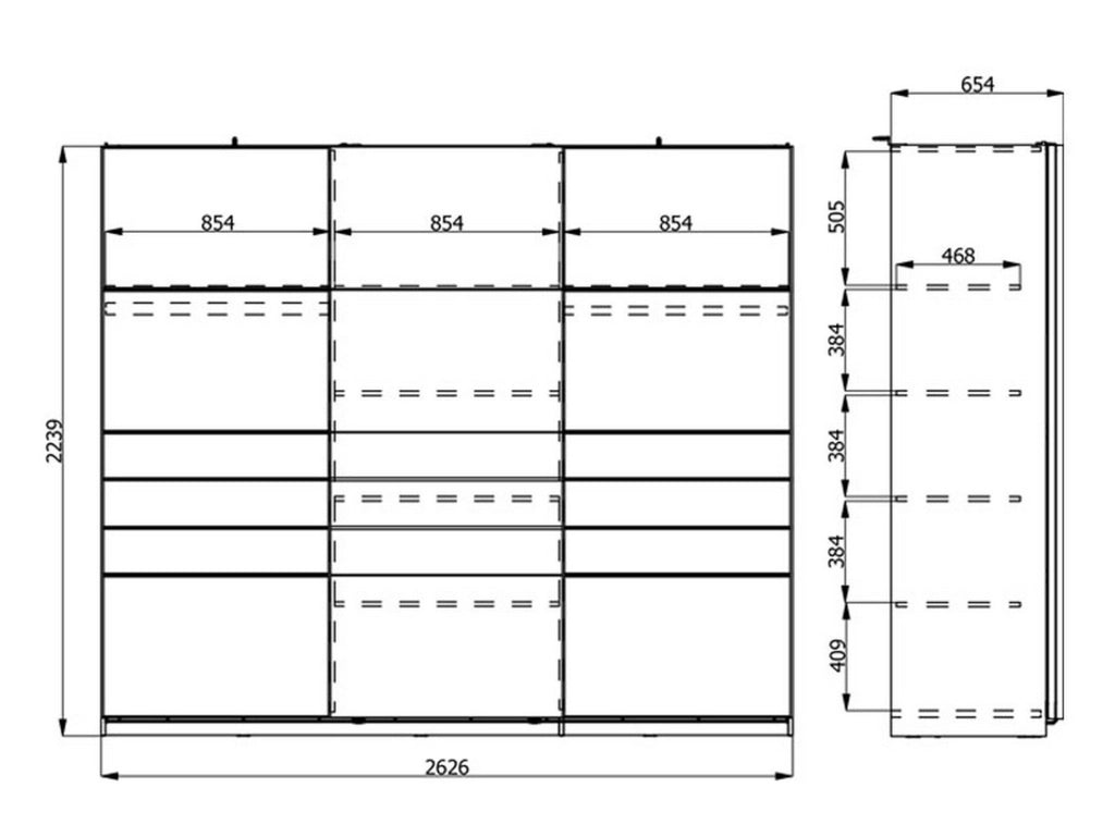 Armadio Camera da Letto Carasco, Guardaroba Grande Appendiabiti, 262.5x224h cm Bianco Opaco