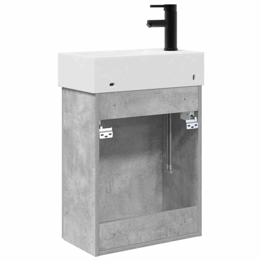 Mobile bagno con rubinetto Grigio Cemento 45,5 x 22,5 x 84 cm 889428