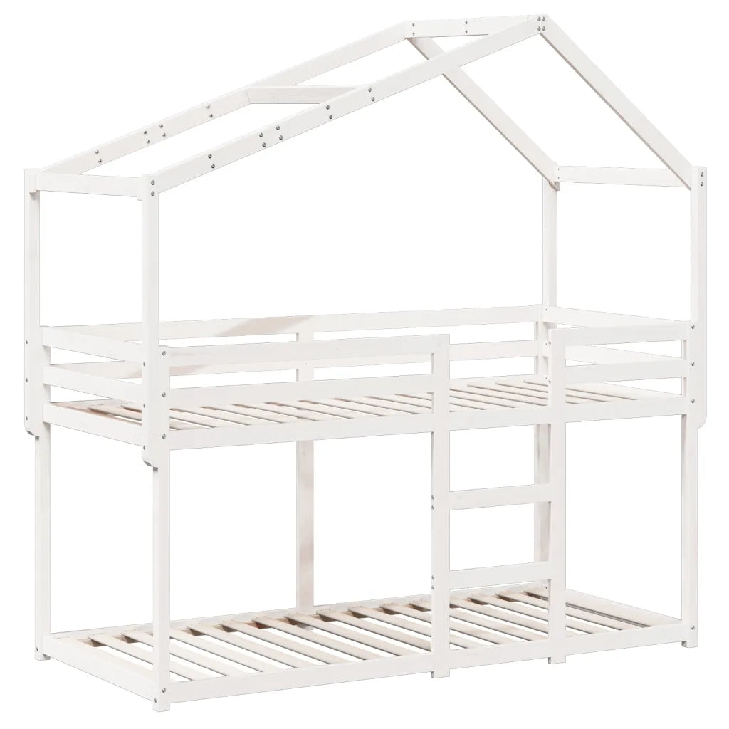 Letto singolo | Letto per adulti | Letto a Castello senza Materasso Bianco 90x190cm Massello Pino