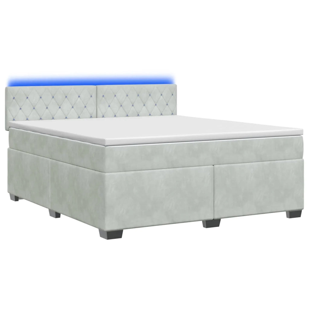 Letto con Box Spring, Materasso e LED Grigio Chiaro Velluto 3452186