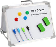 Tavolo Nucleare 30x40cm Doppio - Ripiegabile - Portatile - Profilo in Alluminio - Per Ufficio Casa - Manico per Trasporto Facile - Tavoliere