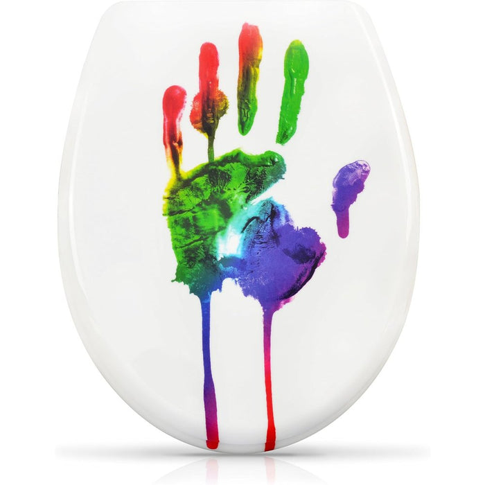 Sedile wc fantasia e chiusura ammortizzata - motivo high five -