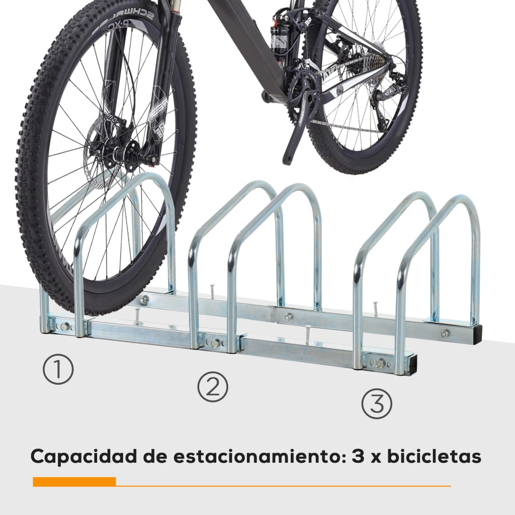 Parcheggio Biciclette 3 Posti ¨C zephmum ¨C Grigio 76x33x27cm