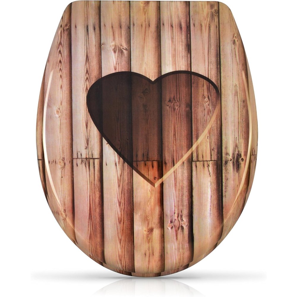 Sedile wc fantasia e chiusura ammortizzata - motivo cuore - copr