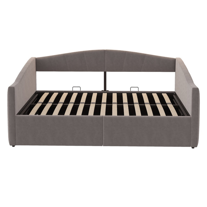 Divano letto doppio 140x200cm - Xylo - grigio, velluto pelle, classico