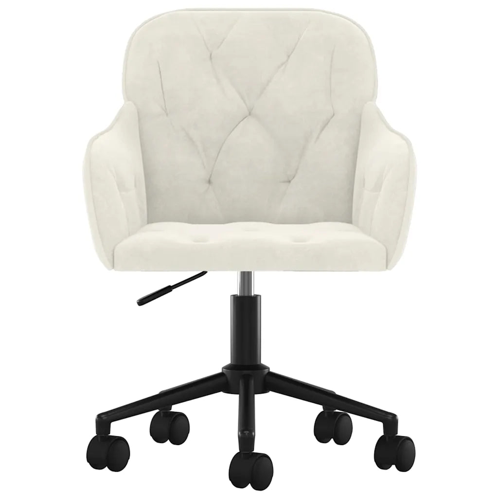 Sedia da Ufficio Girevole Crema in Velluto 344876