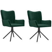 Sedie da Pranzo Girevoli 2 pz | Sedie da cucina Verde Scuro in Velluto