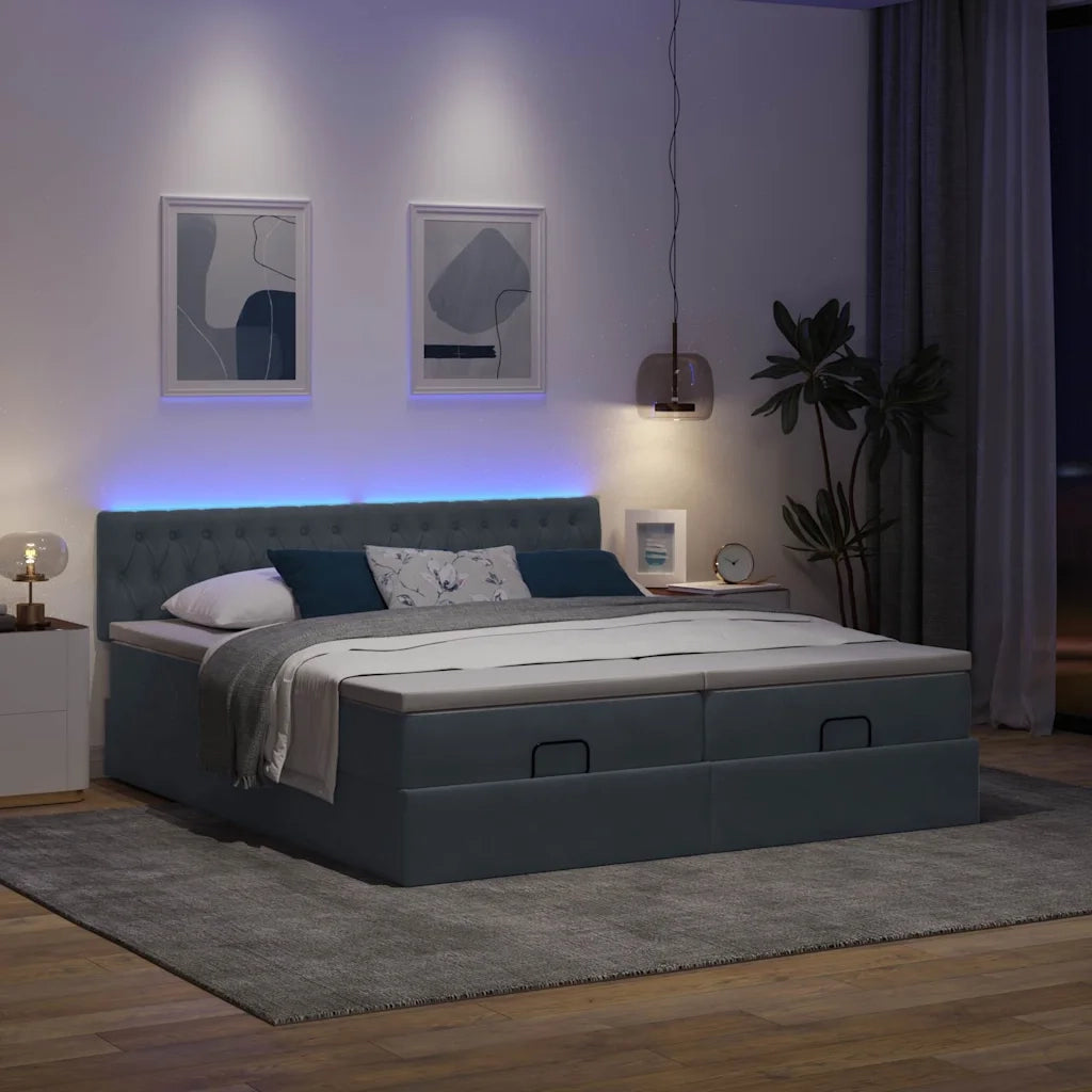 Struttura Letto Pouf con Materassi 160x200 cm in Velluto 3312936