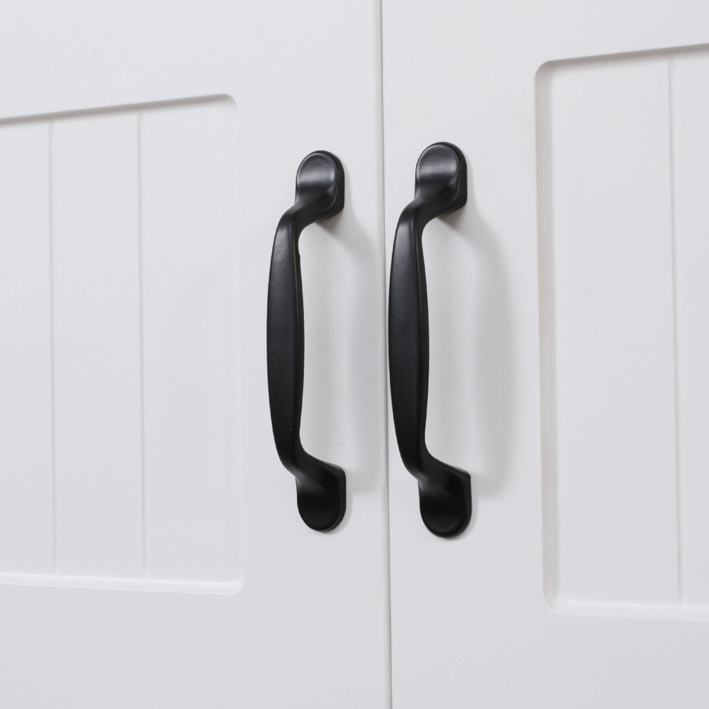 Mobile cucina alto con 4 ripiani e 4 ante, vano aperto per microonde, per soggiorno, in MDF bianco, 70 × 40 × 170 cm