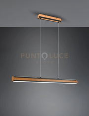 DEACON SOSPENSIONE LED  42W 5000lm, 2700+4000+6500K BI-EMISSIONE METALLO NERO E INSERTO LEGNO NATURALE DIMMERABILE CON FUNZIONE TOUCH L. 110CM
