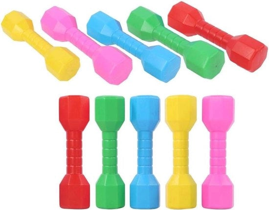 Halteri per fitness e coordinazione per bambini - giocattoli educativi - 10 pezzi in plastica - per genitore e bambino - uso domestico e esterno.