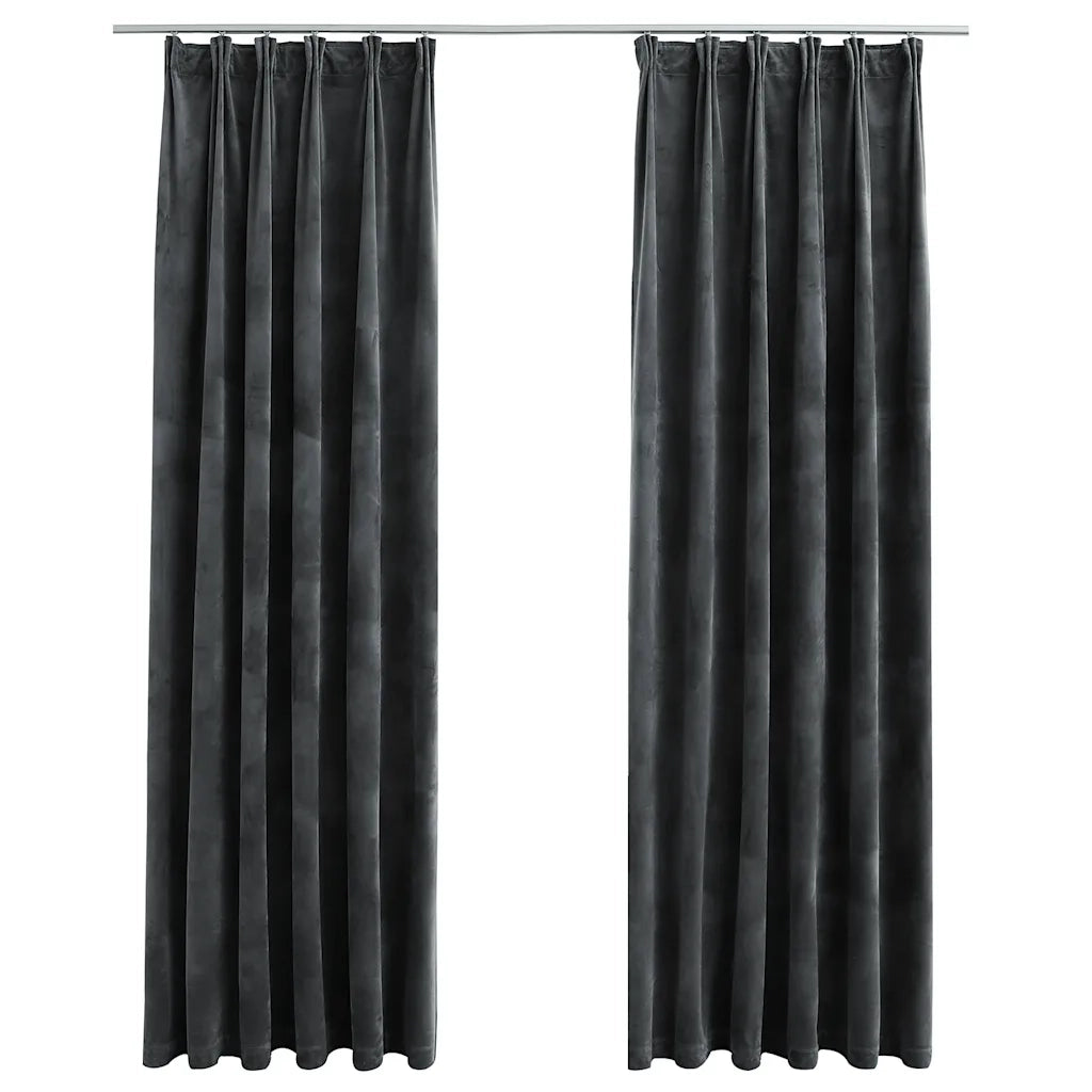 Tende Oscuranti con Ganci 2 pz Antracite in Velluto 140x225 cm 134501