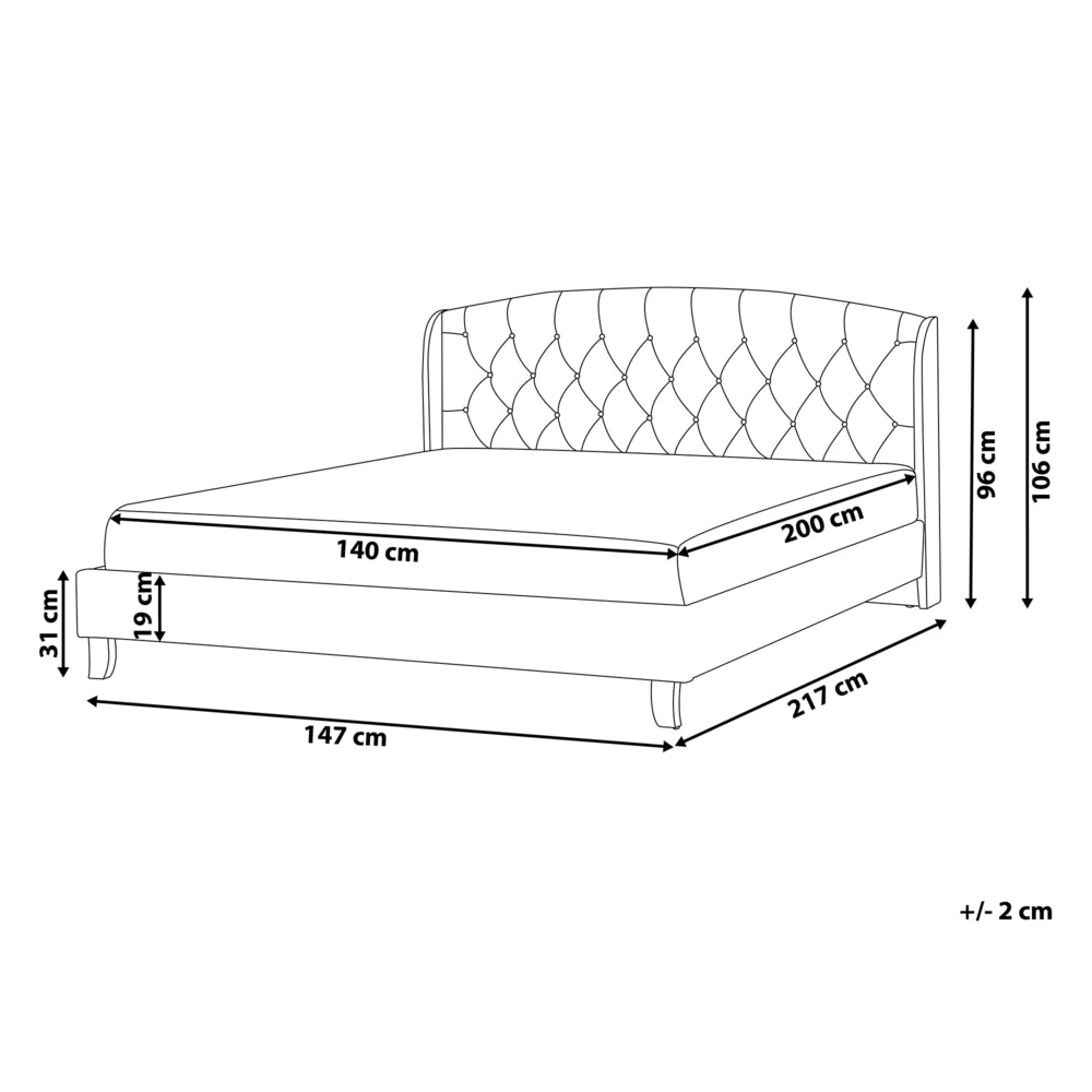 Letto a doghe Beige Poliestere Tessuto Imbottito Poggiatesta Trapiantato 140 x 200 cm Doppia Dimensione Design Moderno