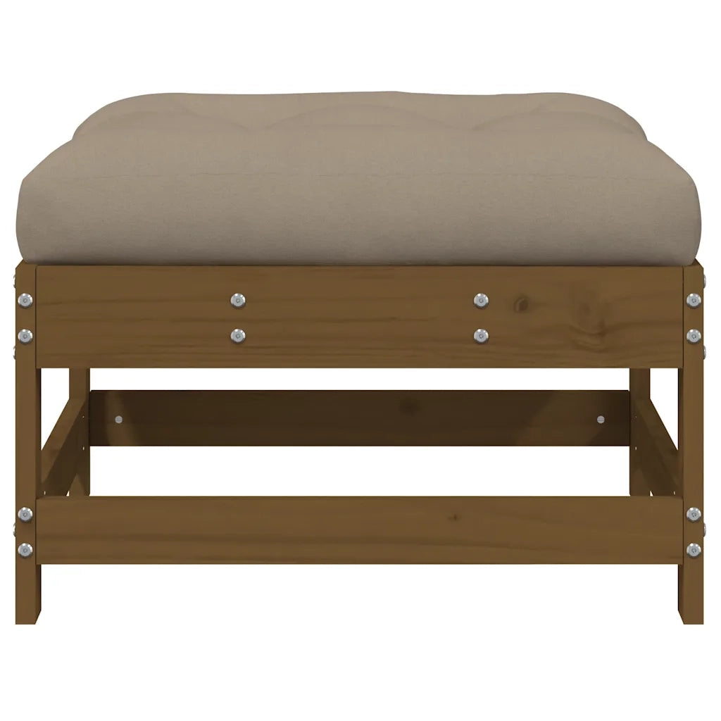 Sedia da giardino-Poggiapiedi Giardino con Cuscini 2pz Legno Massello Pino Ambra
