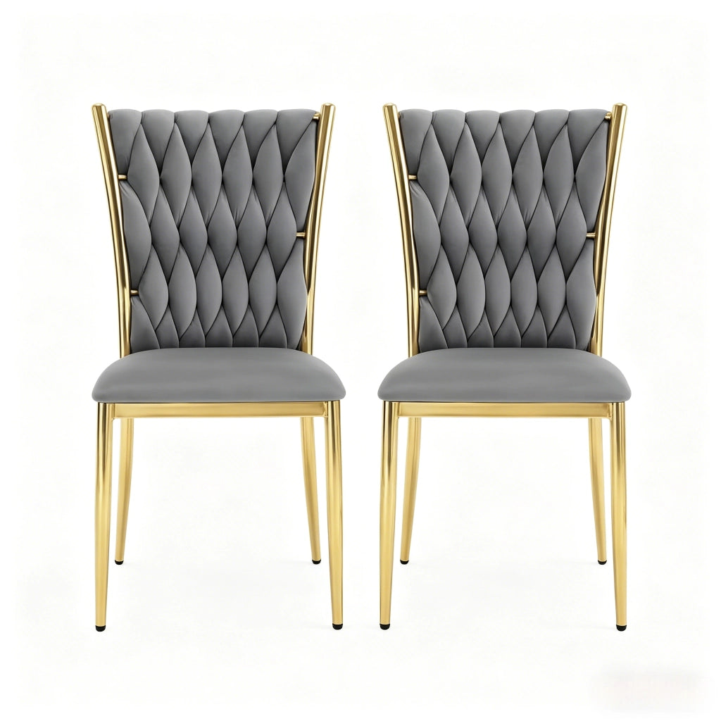 SEDIA Imbottita Schienale Alto 47 x 94,5 x 59,5 cm Velluto Grigio Scuro/Oro Set da 2 pezzi