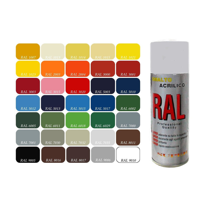 Vernice spray acrilica Cilvani smalto colore ral rapida essiccazione bomboletta RAL 9010 BIANCO LUCIDO