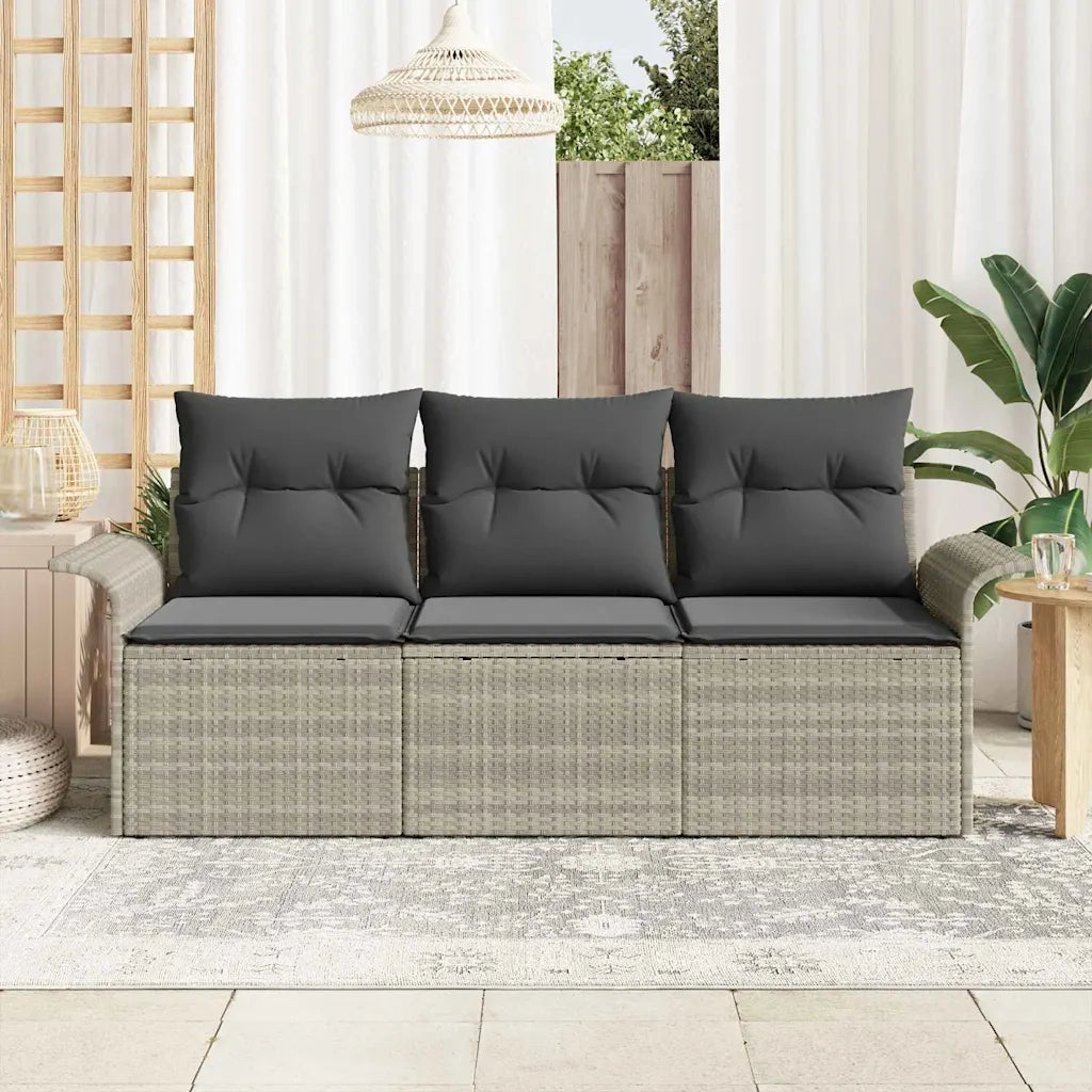 Set Divano da Giardino 3 pcs Grigio chiaro Poly Rattan 3353891