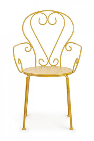 Sedia con Braccioli Etienne Ocra in Metallo