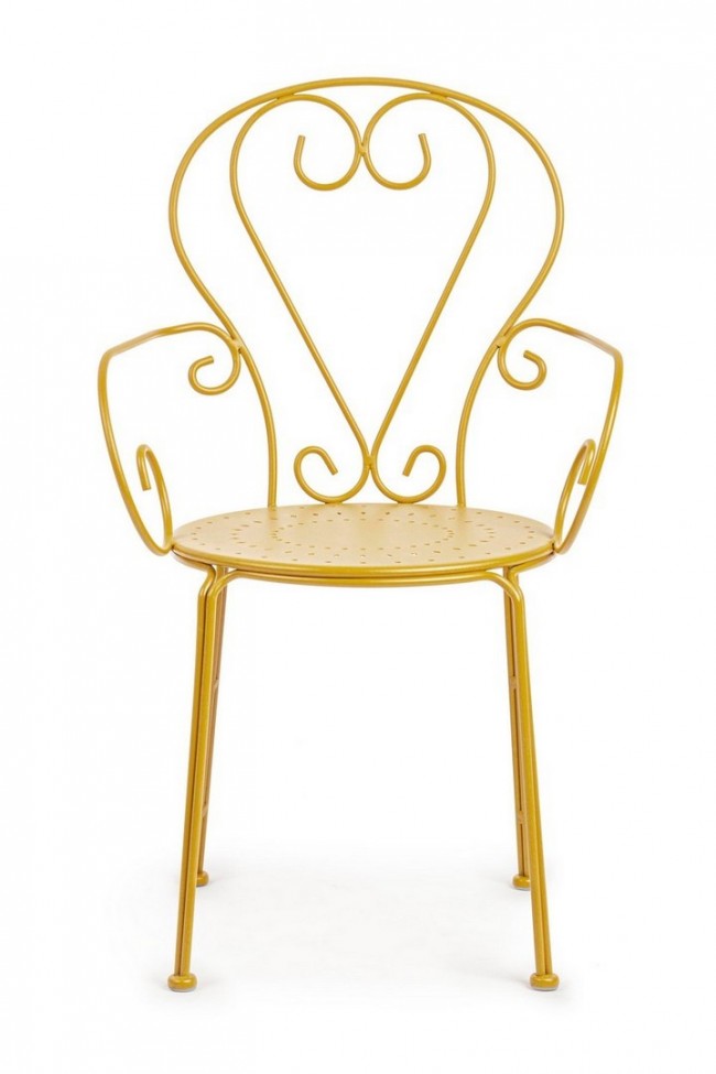 Sedia con Braccioli Etienne Ocra in Metallo