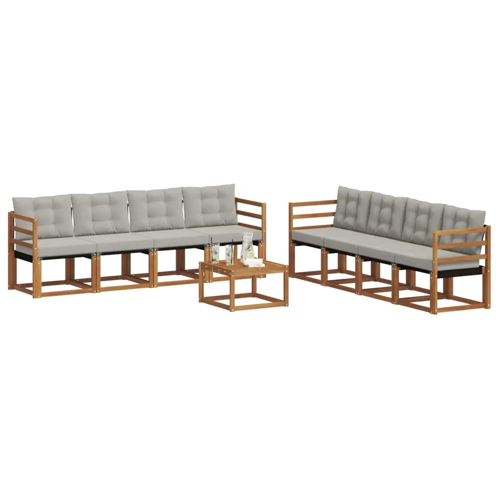 Set di divani da esterno 9 pcs Grigio Naturale e Chiaro 3368510