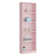 Libreria Artico, Mobile portalibri alta a 5 ripiani, Scaffale da ufficio o cameretta, Scaffale moderno con scomparti, cm 52x25h80, Rosa