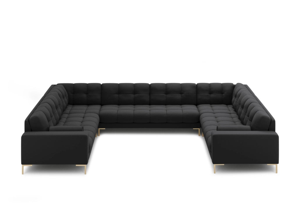 Cosmopolitan Design - Divano panoramico "Bali" 9 posti in tessuto strutturato grigio scuro 