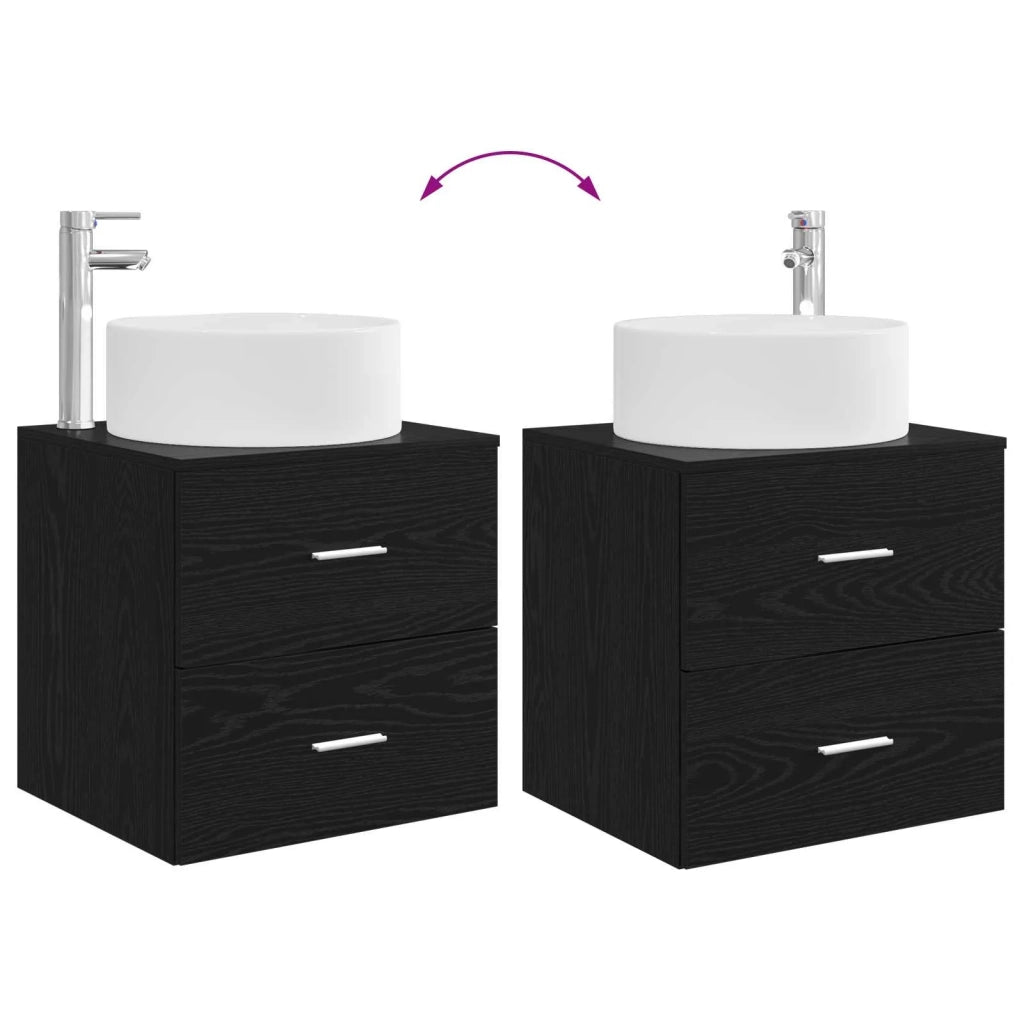 Set di mobili per il bagno 2 pz Rovere Nero 3404009