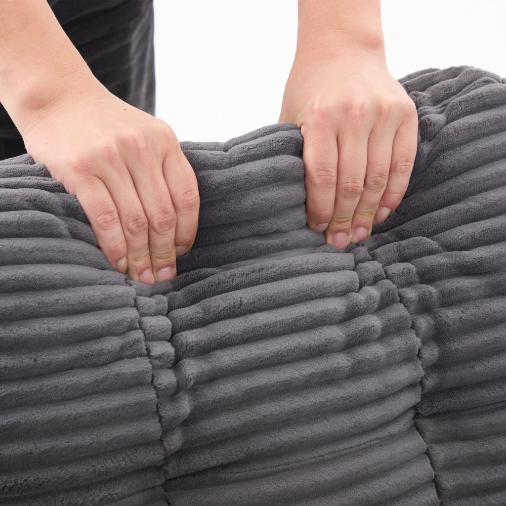 Poltrona letto 2 in 1 con funzione relax e portabicchieri in tessuto a coste grigio scuro