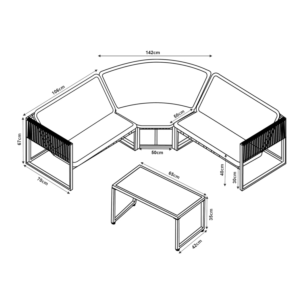 Set Salottino per Esterno Karg Divano Modulare a 3 pezzi e Tavolino con Piano in SPC Rovere Mobili da Giardino - Grigio