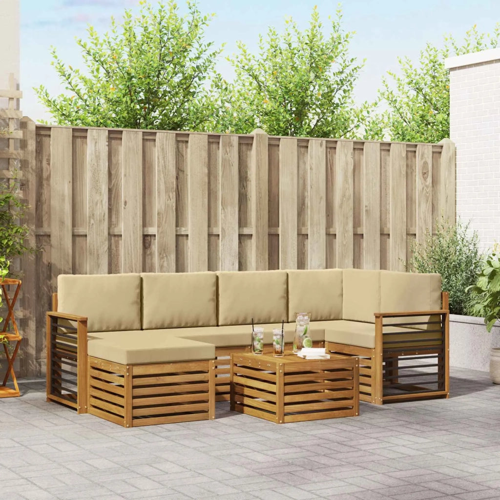 Set divano sezionale con cuscino 7 pcs Naturale e Beige 3375143