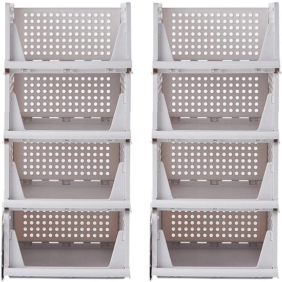 Organizzatore per Abbigliamento Stivale - 8 Pezzi - Bianco - Plastica - 43 x 33 x 72 cm