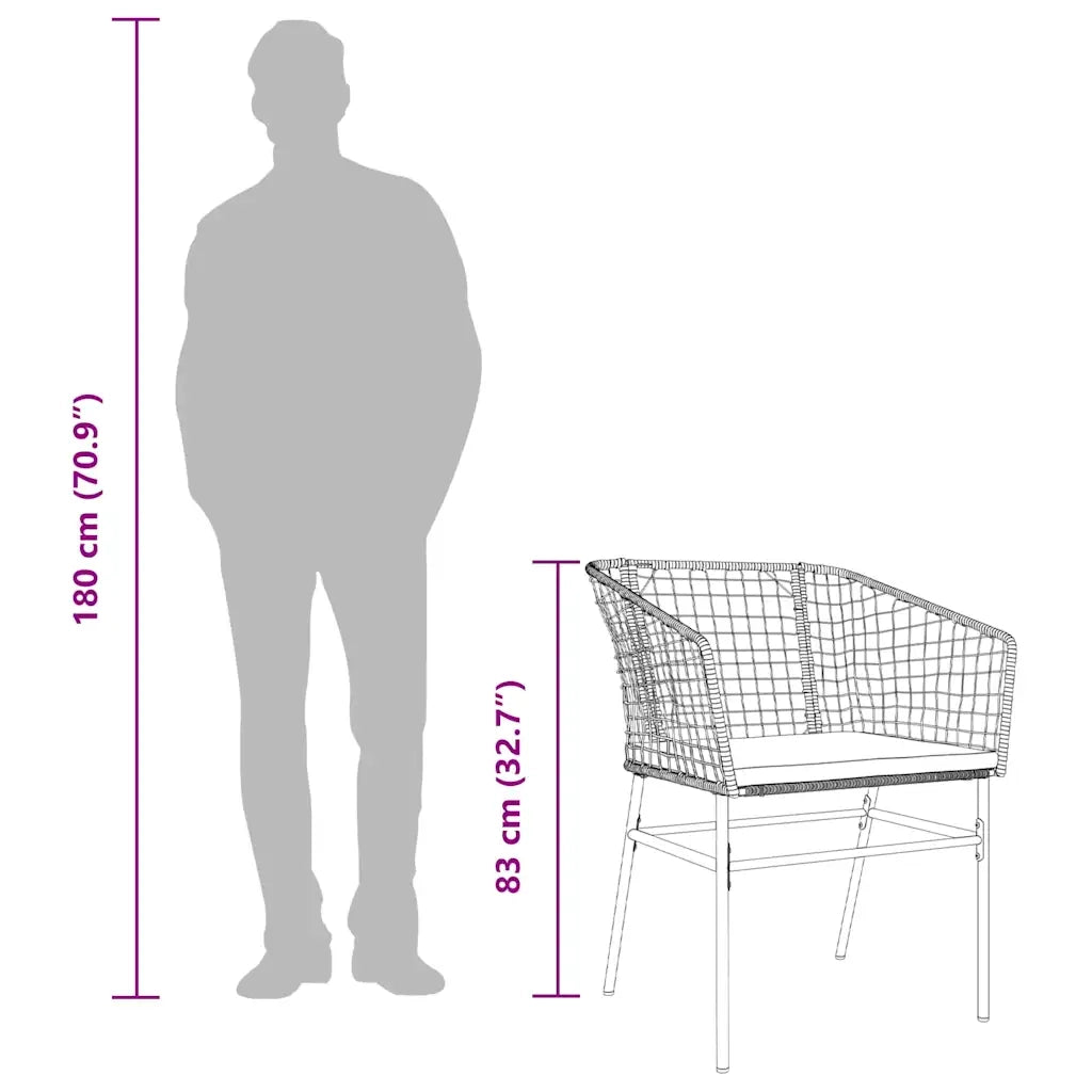 Set da Pranzo da Giardino 3 pz | Set Salotto da Giardino con Cuscini Polyrattan Vetro