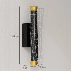 Applique da interno LED a 2 pezzi, design a griglia, dimmerabile, metallo nero