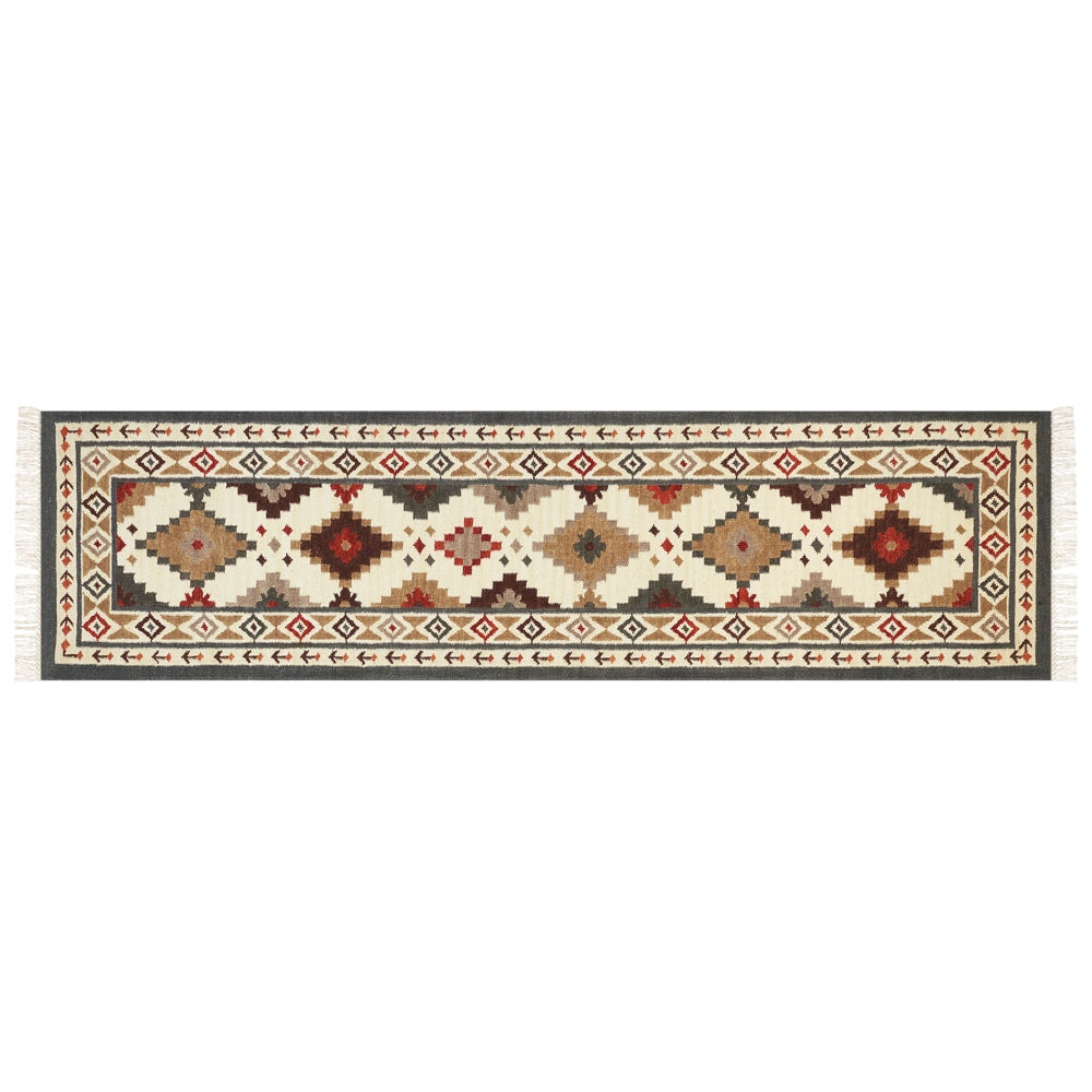 Tappeto di lana multicolore kilim a mano 80 x 300 cm soggiorno camera da letto