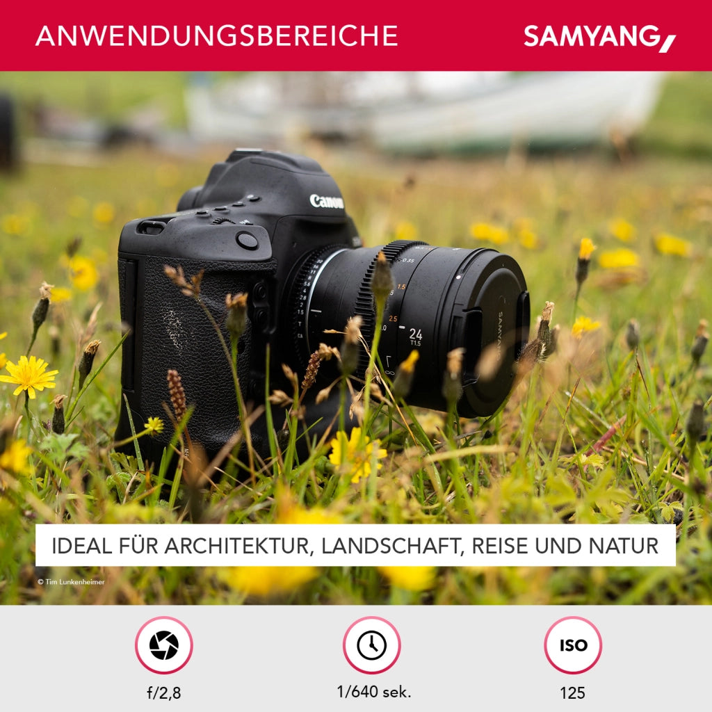 Obiettivo grandangolare per cinema e video MF 24mm T1,5 VDSLR MK2 MFT – luminosità T1,5 per MFT Mount, Lunghezza focale fissa, full-frame e APS-C, risoluzione 8K